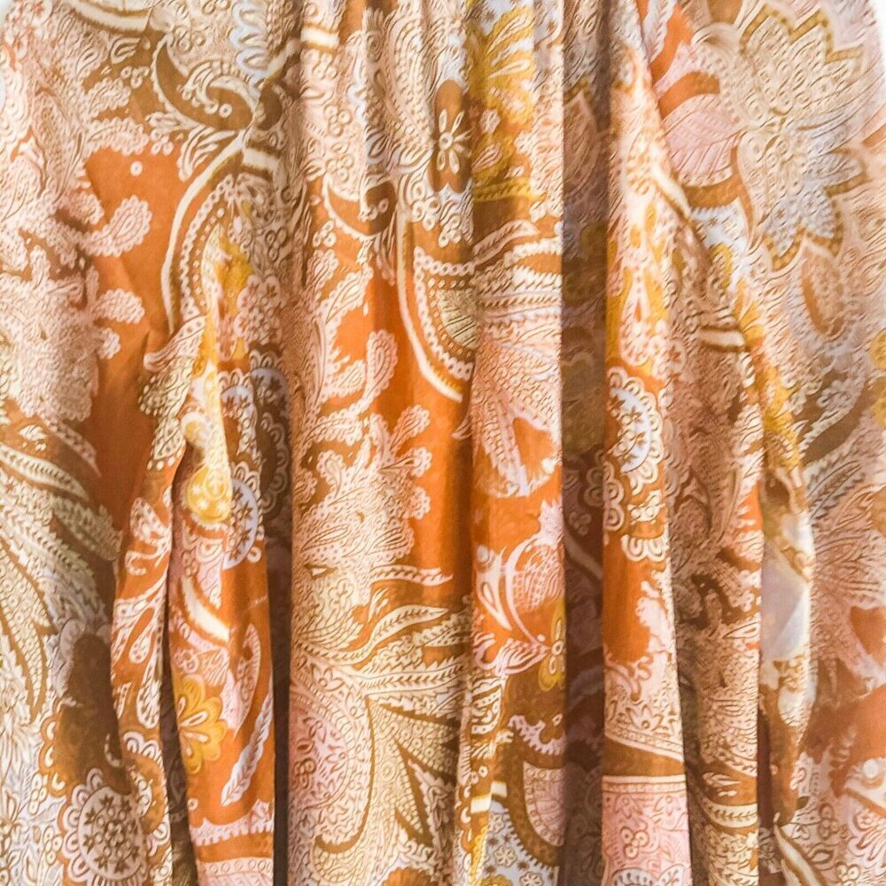 Haute Hippie Paisley Print Long Sleeve Chiffon Dress M - Picture 9 of 9